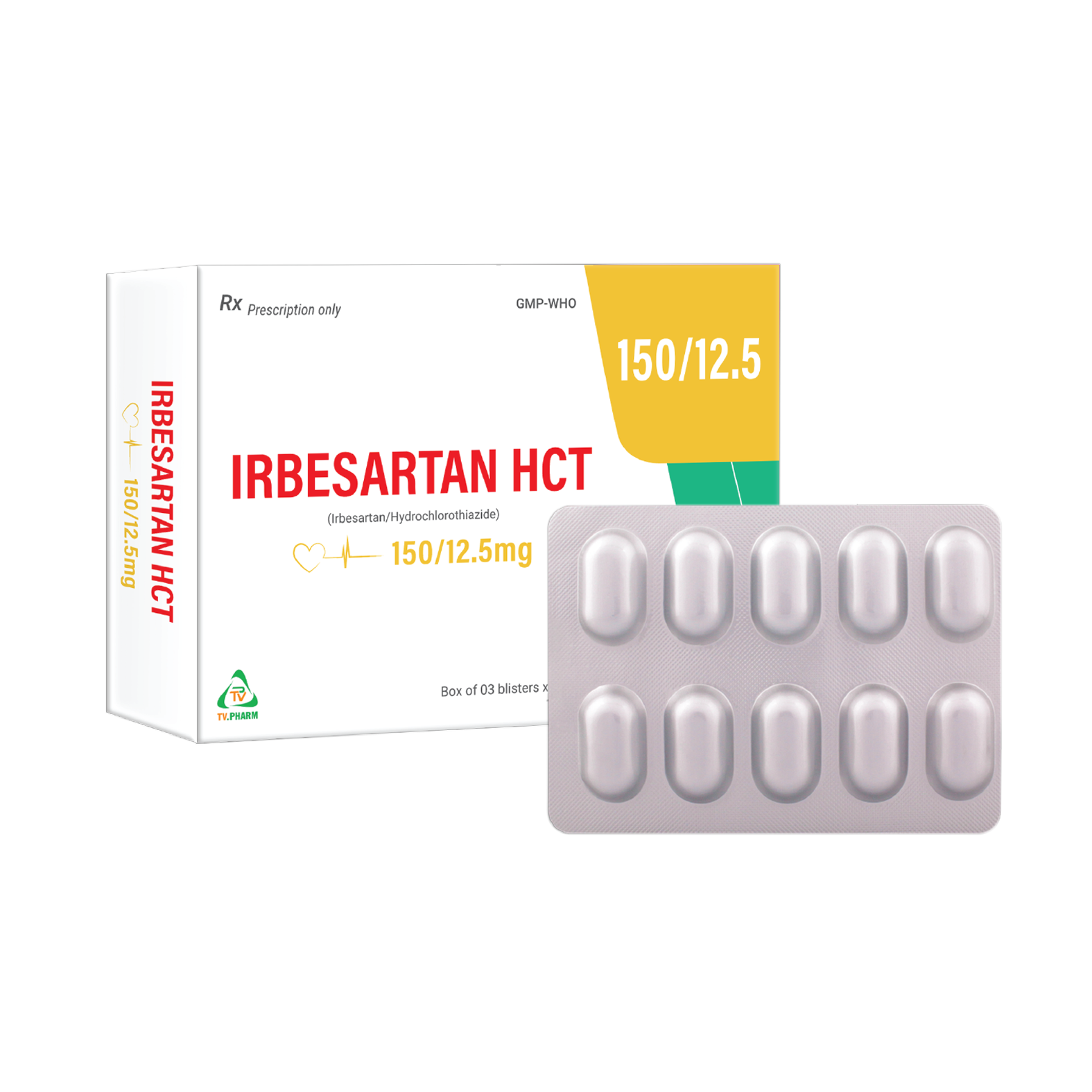 Viên nén bao phim Irbesartan HCT 150/12.5mg V/10, H/30